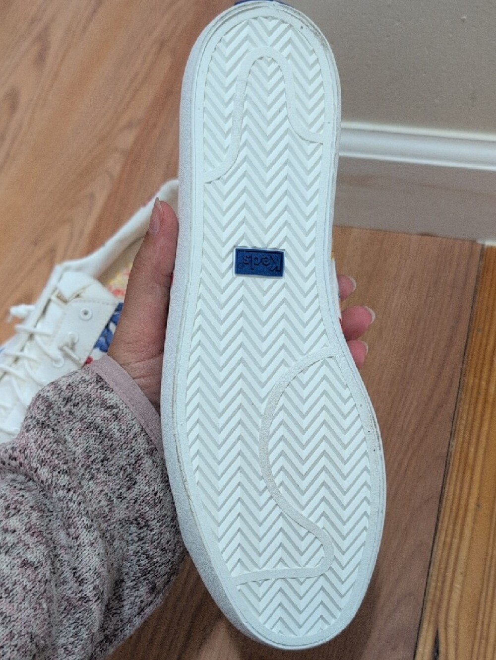 Keds White Canvas Sneakers with Colorful Floral Sides - Picture 2 of 2